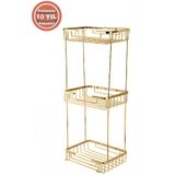 ÇELİK BANYO Paslanmaz Pirinç Taci 22x15cm Şampuanlık Banyo Rafı Altın Gold