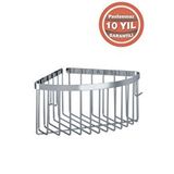 Çelik Banyo Paslanmaz Pirinç Tekli Derin 19x19 Cm Şampuanlık Köşe Süngerlik Gümüş