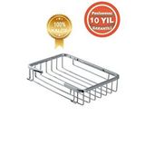 Çelik Banyo Paslanmaz Pirinç Tekli Taci 22x15 Cm Şampuanlık Banyo Rafı Gümüş