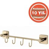 ÇELİK BANYO Paslanmaz Pirinç Vizyon 4'Lü Kancalı Askılık Havlu Askısı Altın Gold