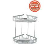 ÇELİK BANYO Paslanmaz Pirinç Zerrin 2'li 22*22 Cm Şampuanlık Banyo Rafı