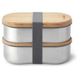 Çelik Bento Kutusu, Çift Katmanlı, 1l Kapasiteli, Bambu Kapak