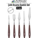 Çelik Boyama Spatülü 5 Li Spatül Resim Ve Heykel Çelik Spatula Esnek Çelik Palet Bıçağı Pasta Spatulası 1 Paket