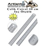 Çelik Cetvel 30 Cm İnç Ölçülü 2 Adet Paslanmaz Çelik Metal Çetvel 30 Santimetre Düz Kenar Kolay Çizimler İçin