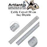 Celik Cetvel 50 Cm Inc Olculu 1 Adet Paslanmaz Celik Metal Cetvel 50 Santimetre