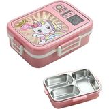 Çelik Desenli Beslenme Kutusu - 820 ml Renkli ve Eğlenceli Çocuk Beslenme Kabı (Pembe)