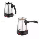 Çelik Elektrikli Cezve Türk Kahve Makinesi - 6Fincan=500Ml 360 Derece Kablosuz Kullanım 600W Scm-2992