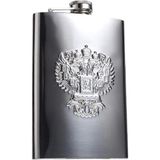 Çelik Kabartmalı Kartal Figür 9 Oz 270 ml Cep Viski İçki Matarası