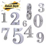 Çelik Kapı Numarası 5 Cm Parlak Krom (Rakam Seçin)