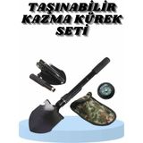 Çelik Katlanır Fonksiyonel Kamp Kazma Kürek ve Kesme Aleti Seti Küçük Kazma Kürek Seti