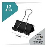 Celik Kiskac Klips 41 Mm 12 Adet 1 Paket Metal Mandal Binder Clips Kiska 180 Sayfa Kapasiteli Cok Amacli Kullanim
