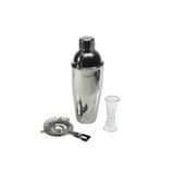 Çelik Kokteyl Shaker Seti 700 Cl + Jıgger 1/2 Polıkarbon + Kokteyl Suzgecı