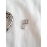 Çelik M Harfli Zirkon Taşlı Italyan Charm