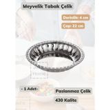 Çelik Meyvelik Tabak 22 Cm Paslanmaz Çelik Tabak