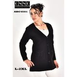 ÇELİK ÖRGÜ TAŞ AKSESUARLI KLASİK TRİKO CEKET ABC458101XL