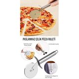 Çelik Pizza Hamur Mantı Börek Kesme Ruleti | Pratik Pizza Kesici Dilimleyici Rulet