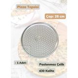 Çelik Pizza Tepsisi 28 Cm Paslanmaz Çelik Tepsi