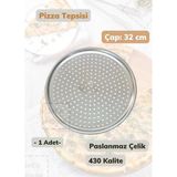 Çelik Pizza Tepsisi 32 Cm Paslanmaz Çelik Tepsi
