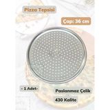 Çelik Pizza Tepsisi 36 Cm Paslanmaz Çelik Tepsi