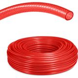 Çelik Pvc Şeffaf Örgülü Hortum Kırmızı Renk 1 1/4 (Iç Çap 32 Mm) 50 Metre