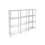 Çelik Raf 4 Katlı 3'Lü Bitişik 31X180xh200 Dekoratif Raf Sistemleri, Depo Rafı, Arşiv Rafı, Kiler