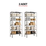 Çelik Raf 6 Katlı 2'Li 43x93x200 Raf Sistemi, Depo rafı, Arşiv rafı, Kiler rafı, Çok Amaçlı Raf