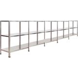 Çelik Raf Burada 3 Katlı 5 Li Bitişik Çelik Galvaniz Arşiv Depo Kiler Rafı DX51 Kalite - 43x75x200