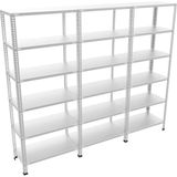 Çelik Raf Burada 6 Katlı 3 Lü Bitişik Çelik Galvaniz Arşiv Depo Kiler Rafı DX51 Kalite - 43x60x150