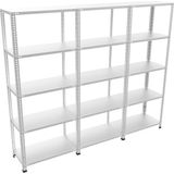 Çelik Raf Burada Çelik Raf Burada 5 Katlı 3 Lü Bitişik Çelik Galvaniz Arşiv Depo Kiler Rafı DX51 Kalite - 43x93x150