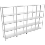 Çelik Raf Burada Çelik Raf Burada 5 Katlı 4 Lü Bitişik Çelik Galvaniz Arşiv Depo Kiler Rafı DX51 Kalite - 31x60x250