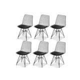 ÇELİK SANDALYE MASA Siyah 6' Lı Tel / Kafes Sandalye Mutfak Salon Cafe Sandalyes 6 Lı Takım