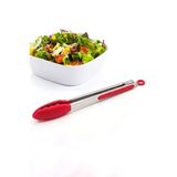 Çelik Silikon Maşa 33 cm Kırmızı Mutfak Biftek Barbekü Salata Ekmek Maşası MT145