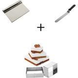 Çelik Spatula ve Kazıyıcı, Ayarlanabilir, 8 cm Kare Kek Kalıbı - Seçenek 1