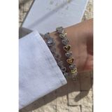 çelik takı Trend Minimal Kalp Gold Detaylı Gümüş Zirkon Taşlı Kutulu Bileklik
