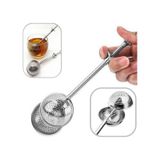 Çelik Tek Hareket Çay Demleme Aparatı Bitki Çayı Süzgeci 18,5x4,5 Cm Çay Kahve Bitki Demleme Süzgeç Gümüş