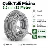 Çelik Telli 3.5 Mm 23 Metre Misina Motorlu Tırpan Yan Yuvarlak Çim Ot Biçme Teli Güçlü.