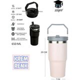 Çelik Termos 650 ml Pipetli ve Tutmalı Geniş Üst Kısmı Dayanıklı Yapı ile Taşınabilir