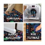 Çelik Ticaret Dizayn Nerf Gamer Halısı Şönil Pamuk Tabanlı Kaymaz Yıkanabilir Gaming Oyuncu Odası Halısı 140X200 - Siyah
