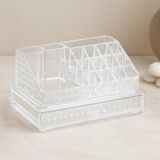 Çelik - Ticaret Tek Çekmeceli 16 Bölmeli Şeffaf Makyaj ve Takı Organizeri 23.3X13.5X11.5 cm