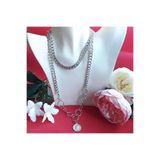 Çelik Zincir Kadın Ikili Choker & Uzun Kolye BS3812