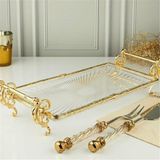 Çelik Züccaciye Royking 32×15 cm Gold Ayaklı Cam Sunumluk – Dekoratif Servis Tepsisi - 32*15 cm ayaklı gold kenarlı sunum servis tabağı - Şeffaf - Gold