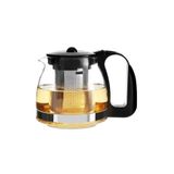 ÇELİKAY Siyah / Krem Süzgeçli Cam Demlik 900 ml Çay Makinesi Demliği Bitki Çayı Demliği 900 ML