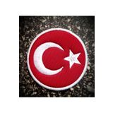 çelikler Türk Bayragı Yuvarlak Nakış Işlemeli