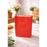 ÇELİKPENÇE Kraft Kağıt Çanta, Büküm Saplı, 25x31x12 cm, Hediyelik Butik Mağaza Poşeti, 25 Adet (Kırmızı)