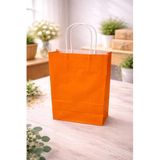 ÇELİKPENÇE Kraft Kağıt Çanta, Büküm Saplı, 25x31x12 cm, Hediyelik Butik Mağaza Poşeti, 25 Adet (Turuncu)