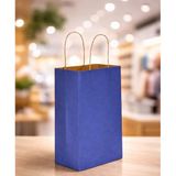 ÇELİKPENÇE Lacivert Kraft Kağıt Çanta, Büküm Saplı, 32x41x12 cm, Hediyelik Butik Mağaza Poşeti, 25 Adet