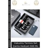 #Çeliktermos Vakumlu Çelik Sızdırmaz Isı Koruyucu Kamp Piknik Ofis Termos Set Çanta Hediyeli 550 Ml