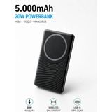 ÇELİKWORK 5000mAh 20W USB-C Kablosuz Powerbank LED Göstergeli Slim Wireless Taşınabilir Hızlı Şarj Cihazı - Siyah