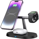 ÇELİKWORK AW011 3in1 Total 25 Watt Wireless Magsafe Şarj Standı Akıllı Saat Telefon Kulaklık Uyumlu - Siyah