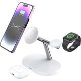 ÇELİKWORK AW011 3in1 Total 35 Watt Wireless Magsafe Şarj Standı Akıllı Saat Telefon Kulaklık Uyumlu - Beyaz